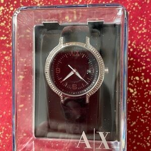 Ladies Armani Exchange A|X Black and Silver Watch